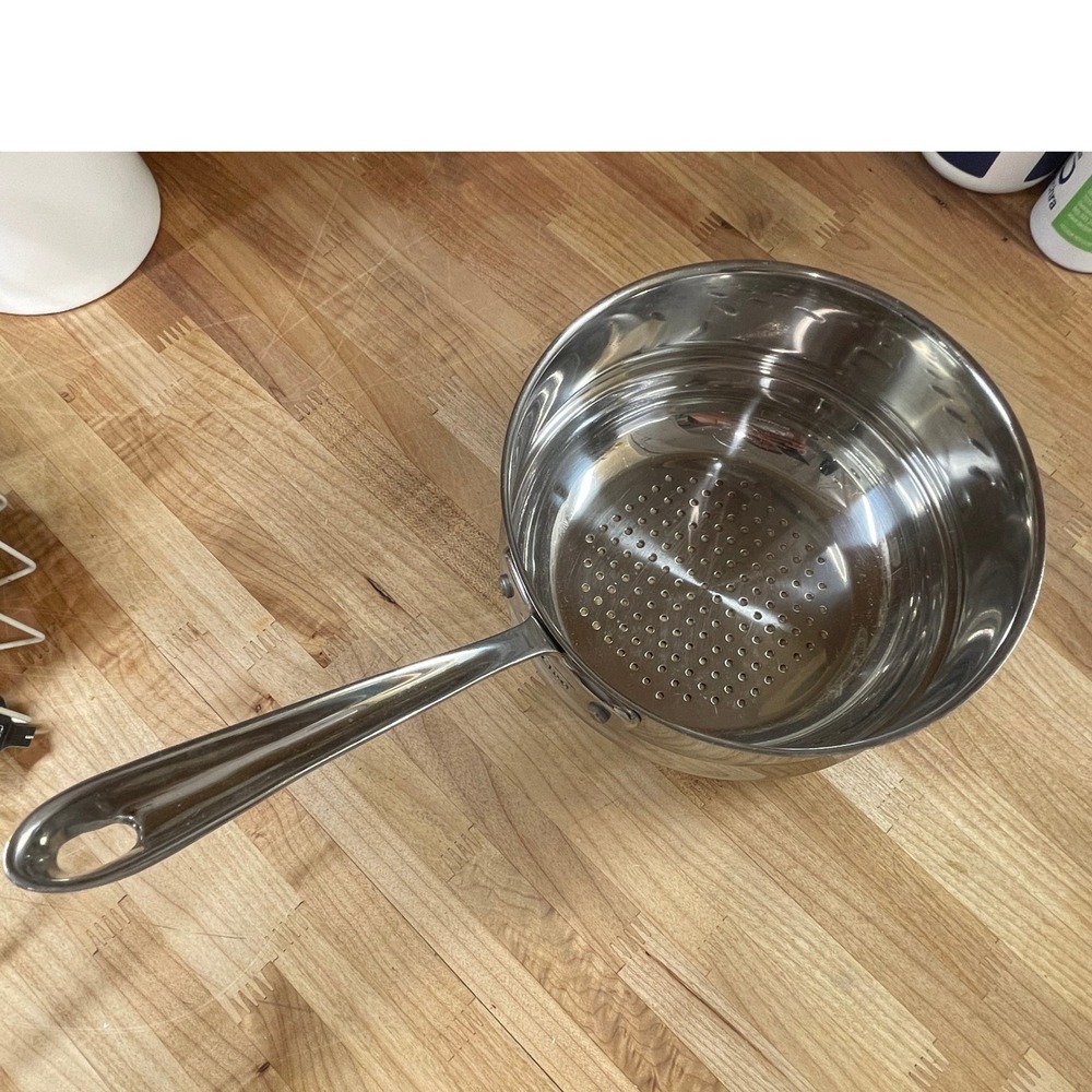 All-Clad Stainless Steel Steamer Basket Insert Perforated Riveted Handle 8in